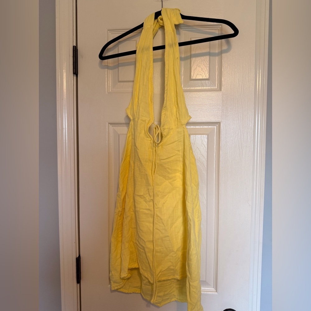 Nasty Gal Sunny Yellow Smocked Halter Dress